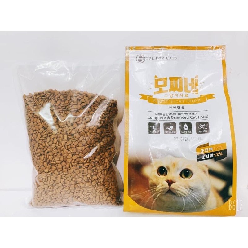 Thức ăn hạt cho mèo hạt Mozzi's Hàn Quốc - Túi 1kg hạt Mozzi siêu tiết kiệm | Mozi