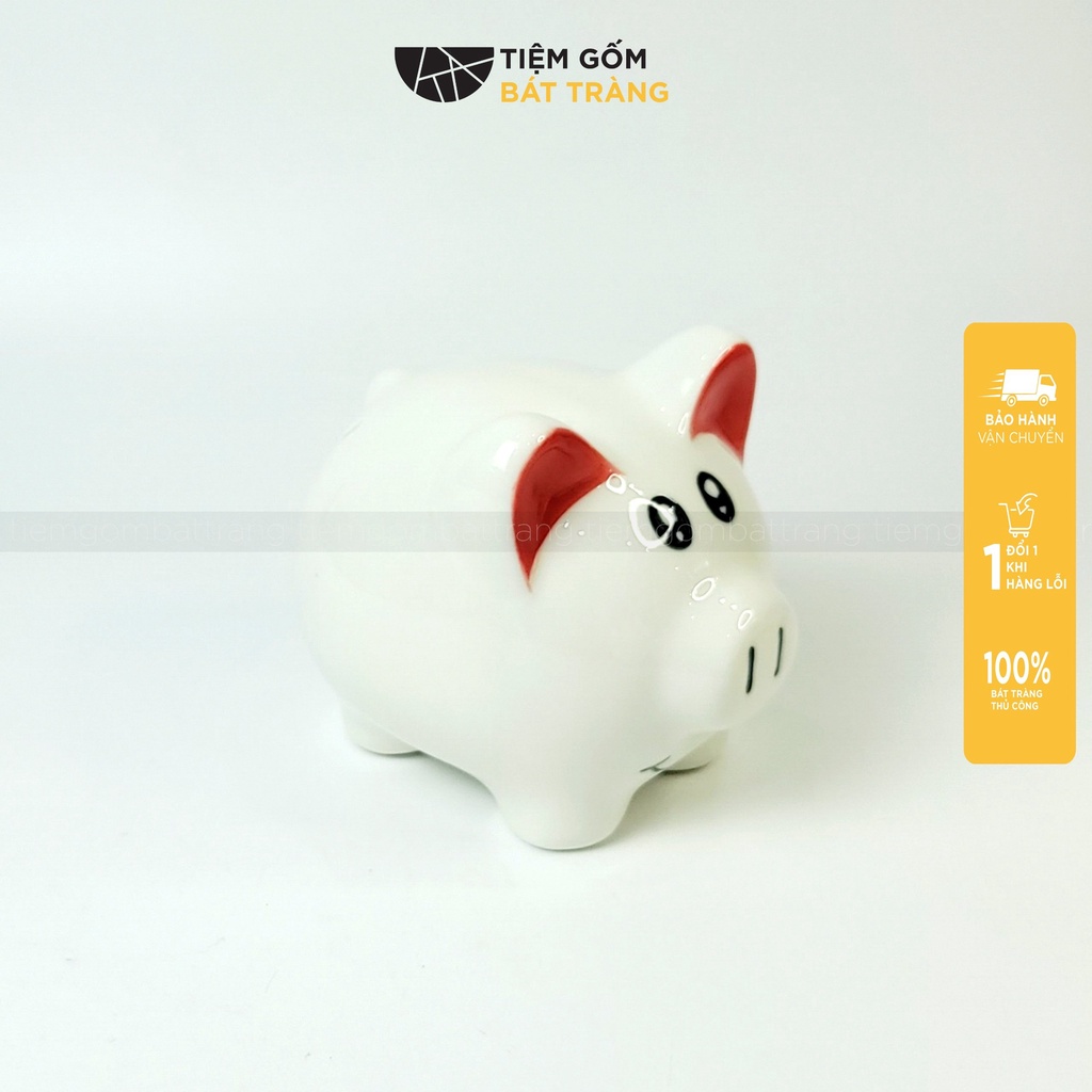 Heo Sứ Tiết Kiệm Lợn Đất Ống Heo Mini Hoạ Tiết Vẽ Tay Dễ Thương Gốm Sứ Bát Tràng Cao Cấp