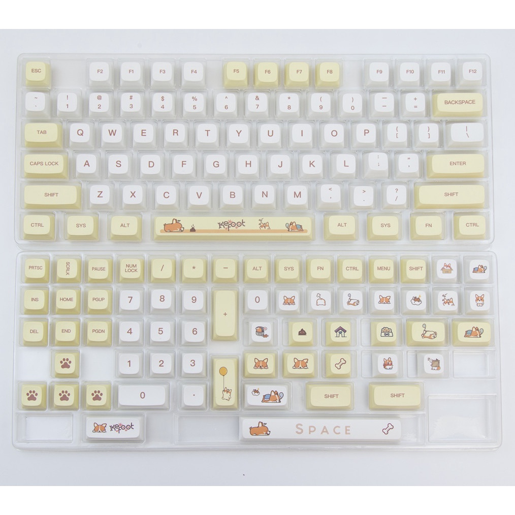 136 Phím Corgi Keycap XDA Hồ sơ Hình thú dễ thương PBT Thuốc nhuộm phụ Bàn phím cơ học Keycaps