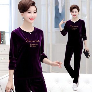BỘ QUẦN ÁO NHUNG TRUNG NIÊN hàng Quảng Châu