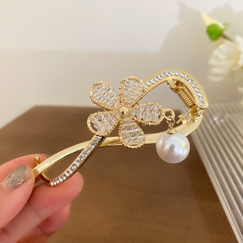 Kẹp Tóc Hình Hoa Đính Đá Opal Phong Cách Hàn Quốc Cho Nữ