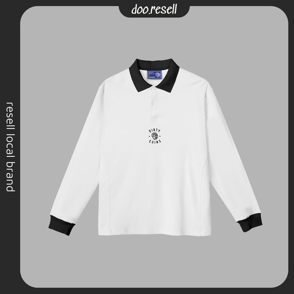 Áo Dài Tay DIRTY COINS Long Sleeve Polo Shirt Chính Hãng - Trắng