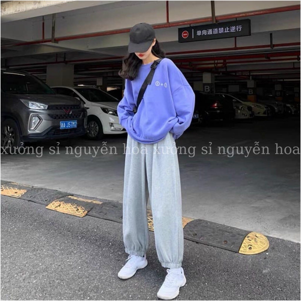 Quần bom bo ống jogger thu đông màu xám đen trắng form rộng unisex dành cho nam nữ xưởng sỉ nguyễn hoa