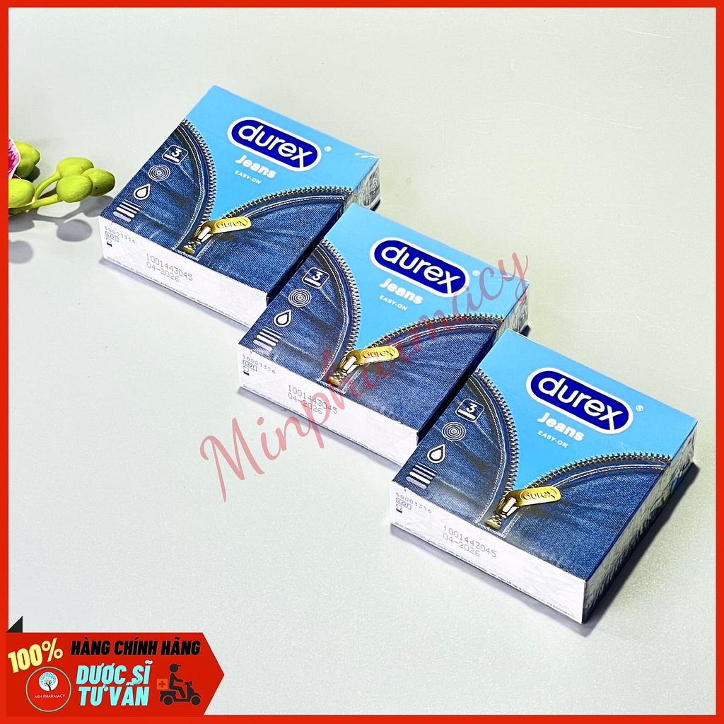 Bao cao su DUREX Jeans Nhiều gel bôi trơn, Cỡ vừa 52.5mm - Minpharmacy