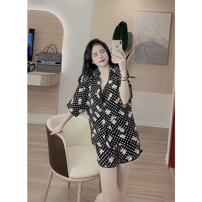Đồ Bộ Pijama Nữ Lụa Mango Cao Cấp,Tay Dơi Quần Đùi,Hàng Thiết Kế,Chất Vải Mềm Mịn,Siêu Mát MG02