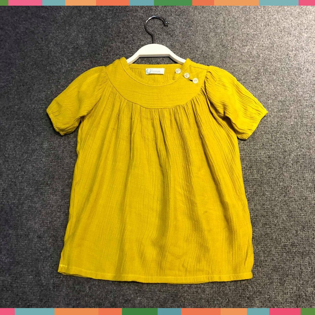 Váy đũi tằm dáng suông màu vàng mustard cho bé
