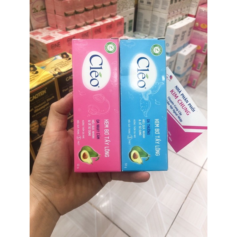 Kem bơ tẩy lông Cleo 50g (Màu hồng, màu xanh)