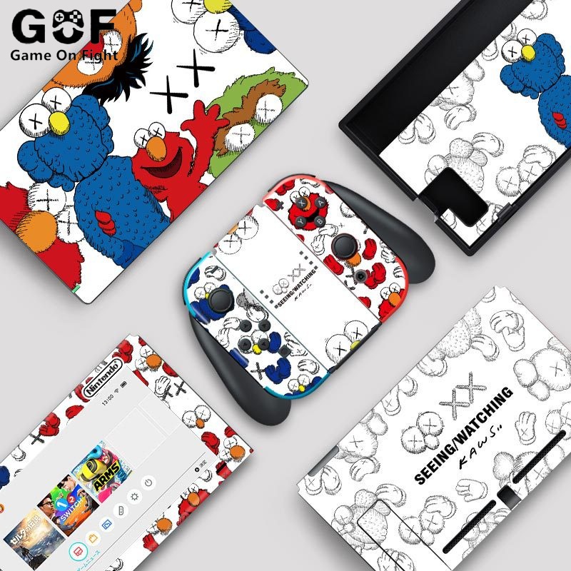 Miếng dán trang trí công tắc máy chơi game Nintendo Switch chống bụi chống trầy xước họa tiết Super Mario dễ thương