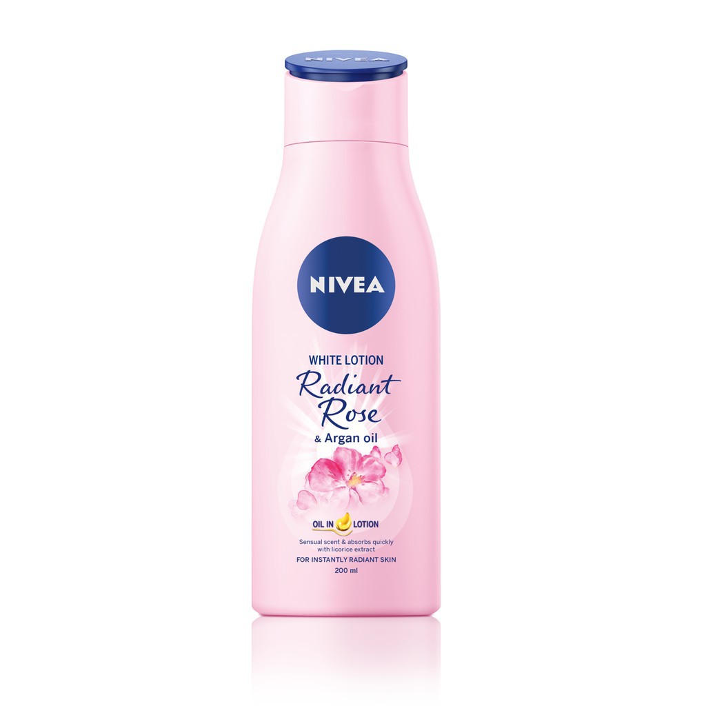 [2 CHAI] Sữa dưỡng thể dưỡng trắng NIVEA hương hoa hồng Radiant Rose (200ml)