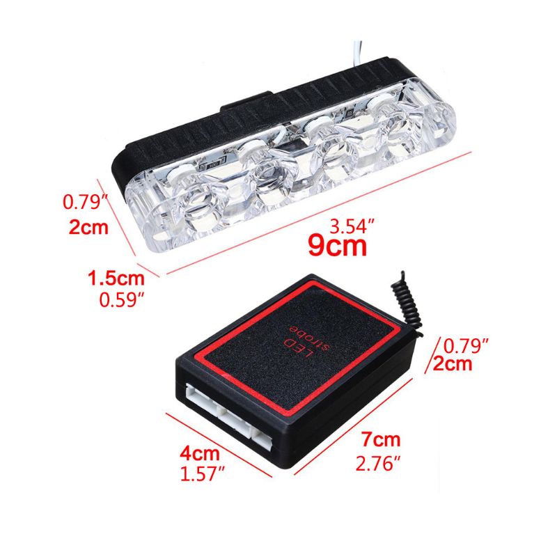 Đèn LED nhấp nháy 3 chế độ màu xanh lam/vàng/ trắng/đỏ cho lưới tản nhiệt phía trước xe ô tô cảnh sát/cứu hỏa