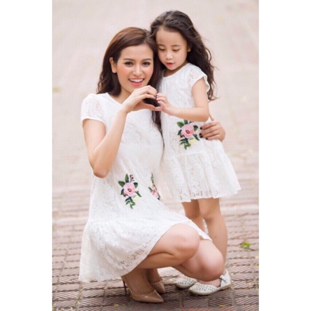 🌈🌈Set mẹ bé ren trắng