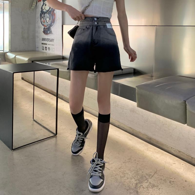 Quần short Denim lưng cao màu gradient thời trang cá tính cho nữ