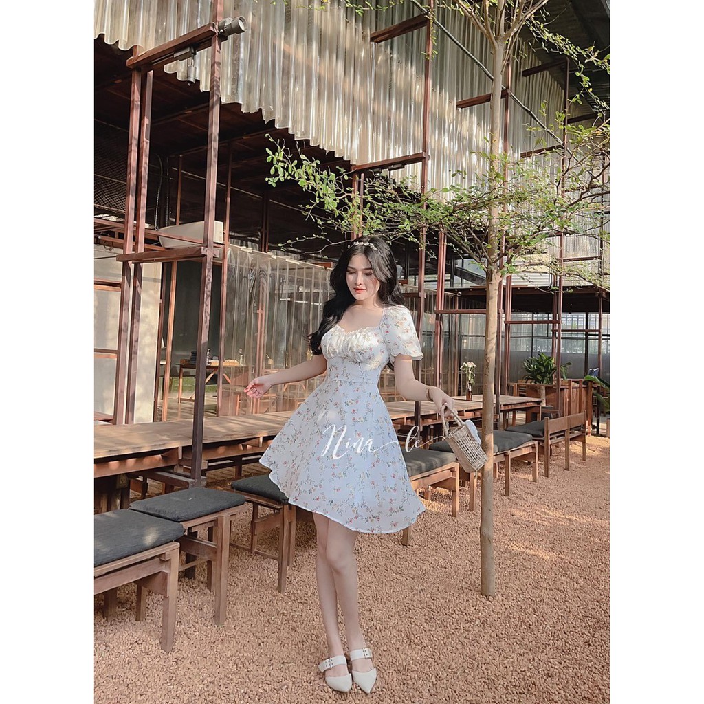 đầm hoa hở lưng- 10397