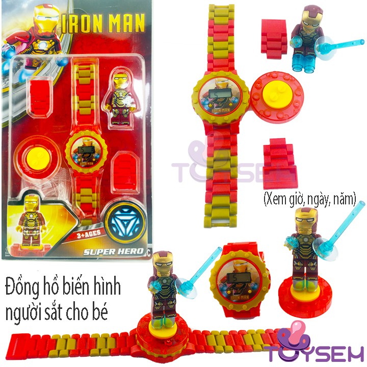 Đồ chơi trẻ em đồng hồ biến hình siêu nhân Toysem xoay 360 xem giờ và ngày tháng - Quà tặng sinh nhật, thôi nôi cho bé