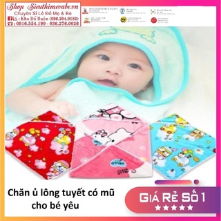 Chăn Ủ Lông Tuyết Có Mũ Cho Bé Sơ Sinh