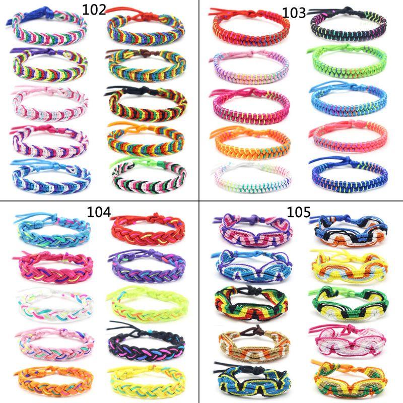 Set 10 Vòng Tay Bện Sợi Thủ Công Nhiều Màu Sắc Tùy Chỉnh Tiện Dụng