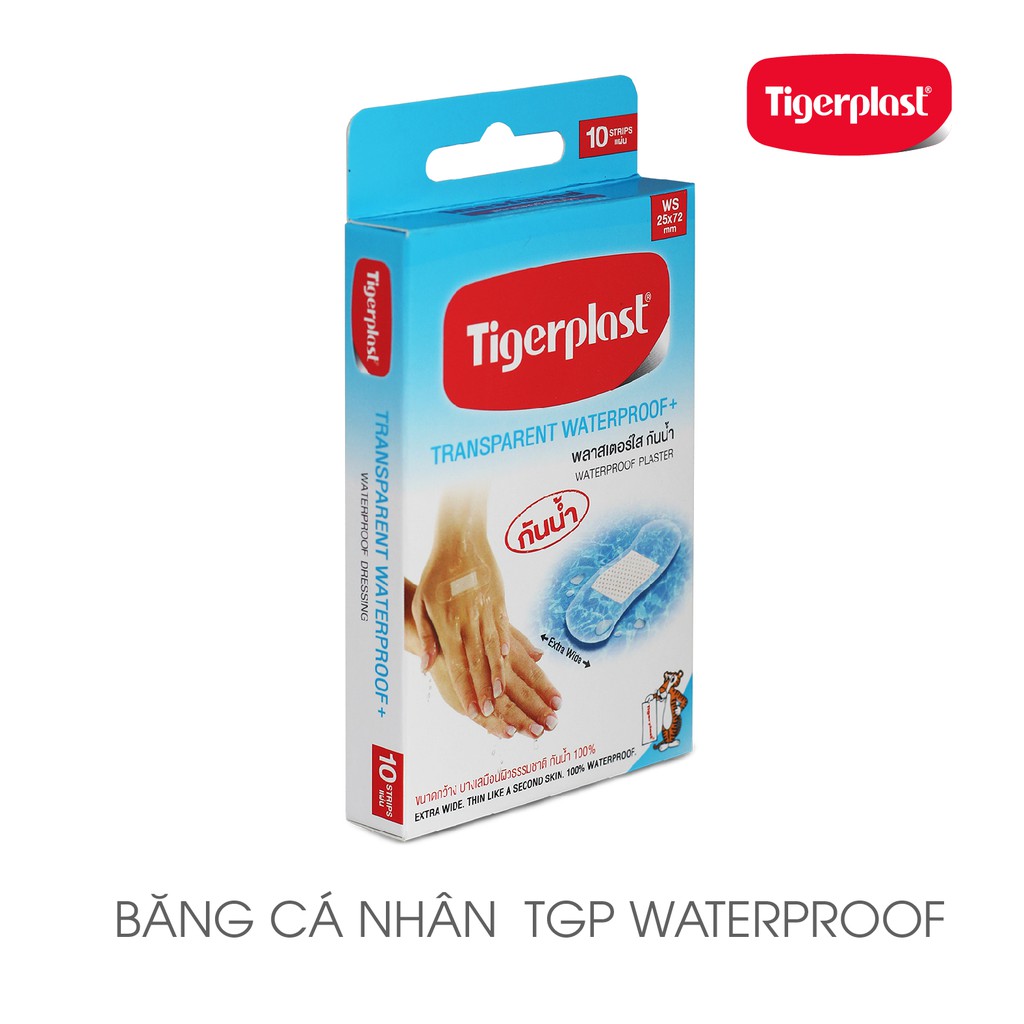 [HỘP 10 MIẾNG] BĂNG VẾT THƯƠNG CHỐNG NƯỚC TIGERPLAST WATERPROOF MÓNG NHẸ - KHÁNG KHUẨN