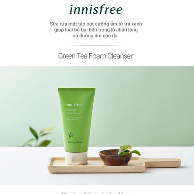 Sữa rửa Mặt Trà Xanh Innisfree Green Tea Foam Cleanser 150ml Phiên bản 2019