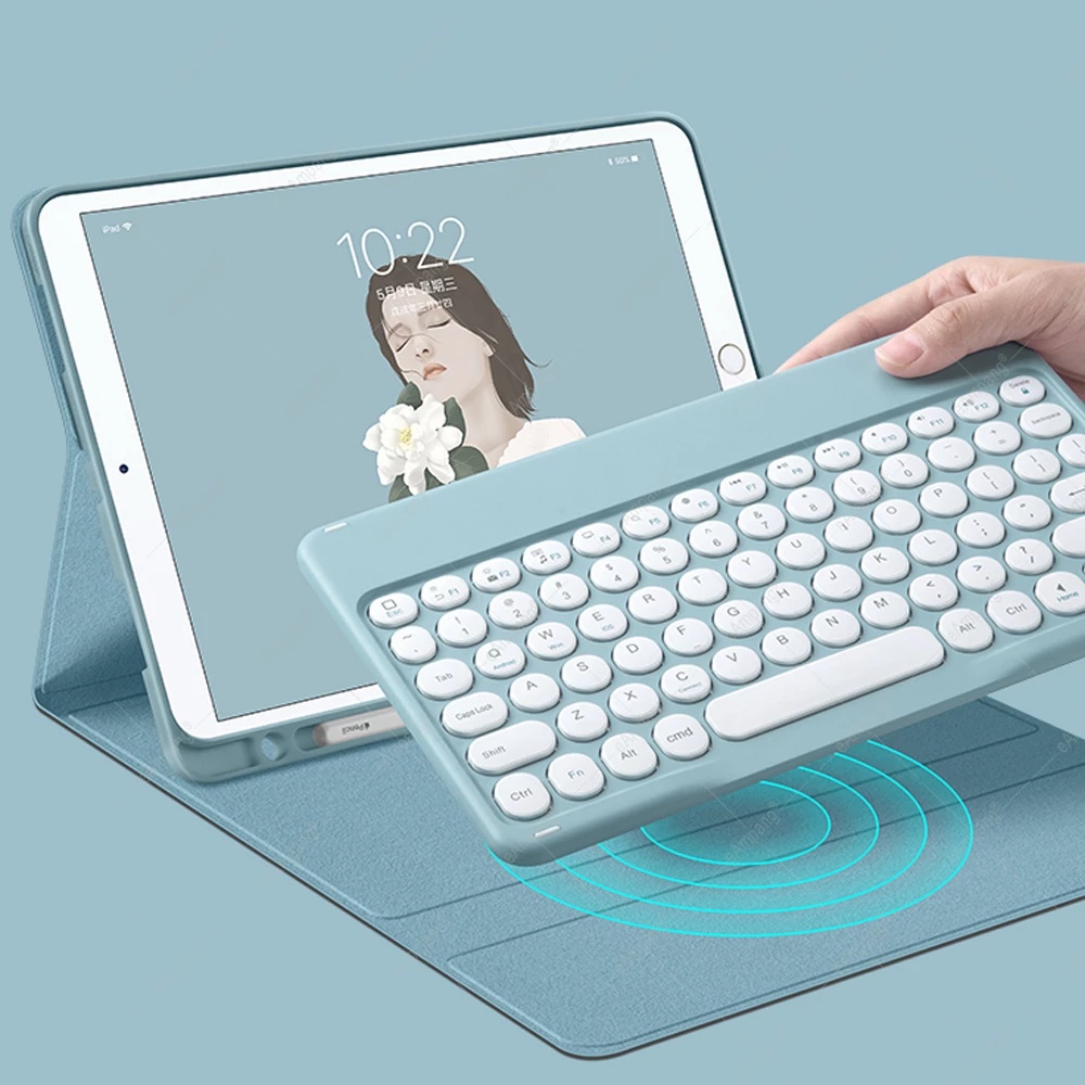 Ốp Máy Tính Bảng Da Tích Hợp Bàn Phím Không Dây Cho Samsung Galaxy Tab S8 Ultra S7 FE S7 S8 Plus S6 Lite A7 10.4 A8 10.5