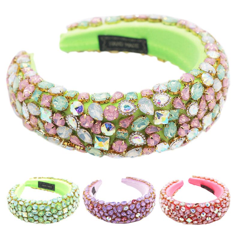 Flgo Băng Đô Mút Xốp Đính Đá Pha Lê Màu Kẹo Ngọt Phong Cách Baroque