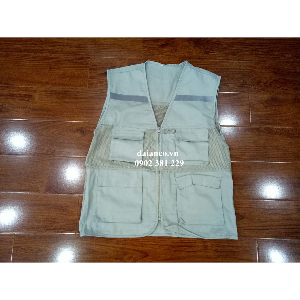 Áo ghi lê phản quang 1 kéo 4 túi hộp nhiều màu lựa chọn - hình thật