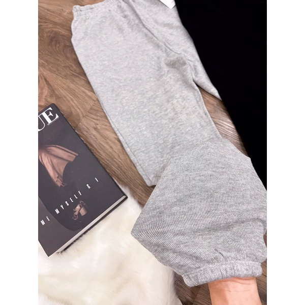 Quần baggy nữ ống bo chất len tăm dày cho bạn gái năng động (hàng công ty)
