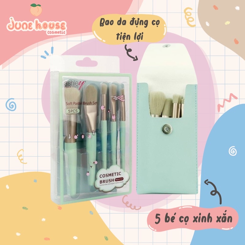 Set 5 Cọ Makeup Ashley Kèm Túi Da