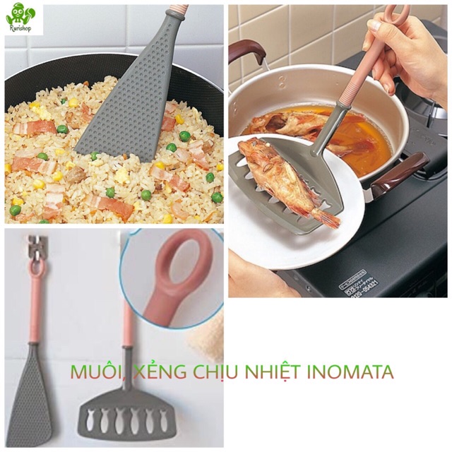 Muôi-vá đảo chịu nhiệt, xẻng- sạn lật bản rộng Inomata Nhật Bản