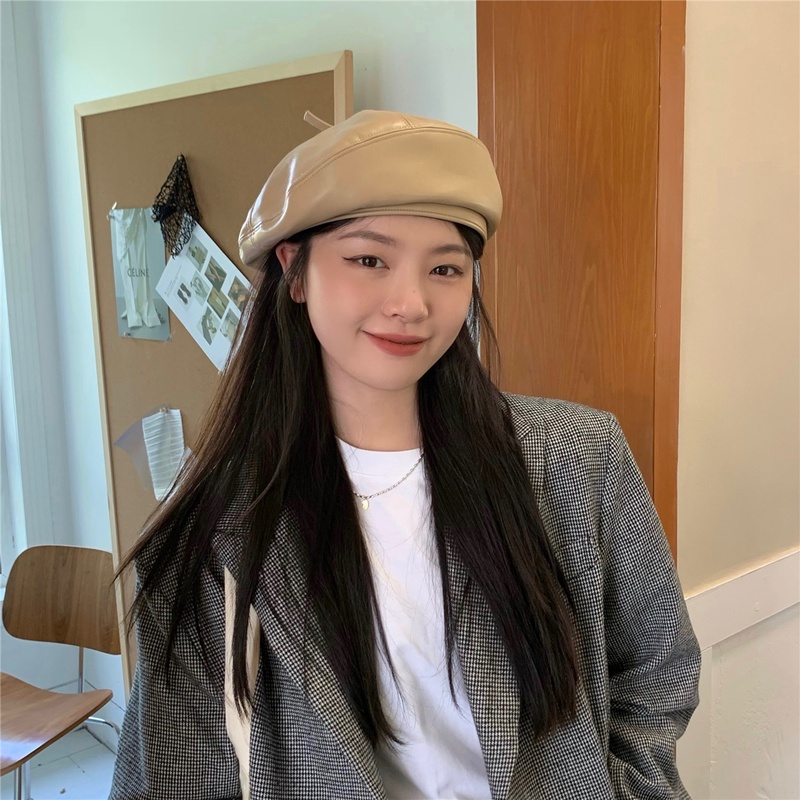 Mũ Beret Da Phong Cách Thời Trang Thu Đông Hàn Quốc Dành Cho Nữ