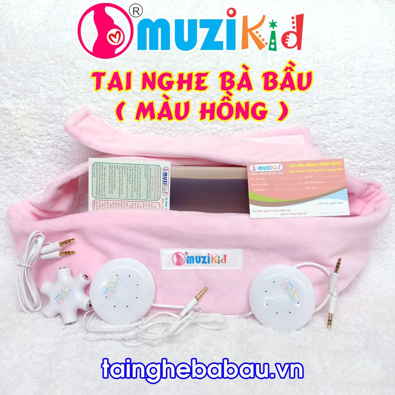 TAI NGHE BÀ BẦU CAO CẤP MUZIKID HỒNG - HÀNG CHÍNH HÃNG - BẢO HÀNH 01 NĂM