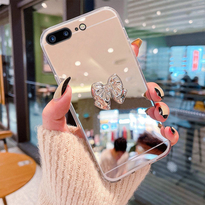 Ốp Điện Thoại Mềm Tráng Gương Hình Nơ Thời Trang Cho iPhone 6 7 8 Plus SE2020 6S Plus X XS Max XR