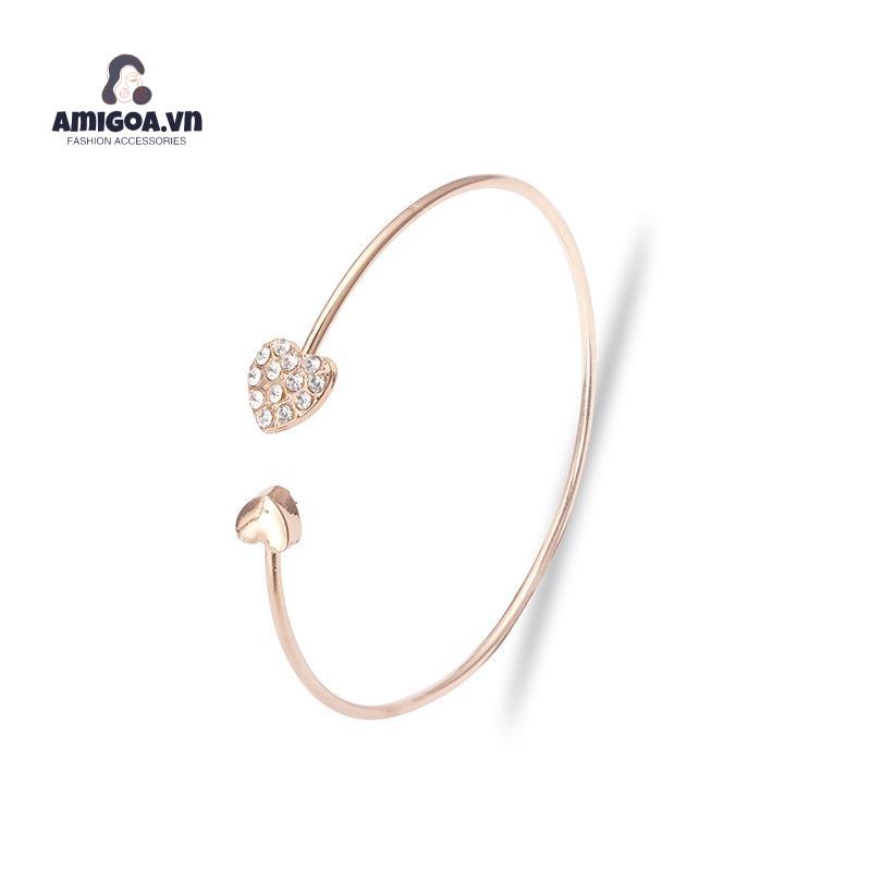 ✨✨Vòng tay hở mặt trái tim đính đá xinh xắn cho nữ