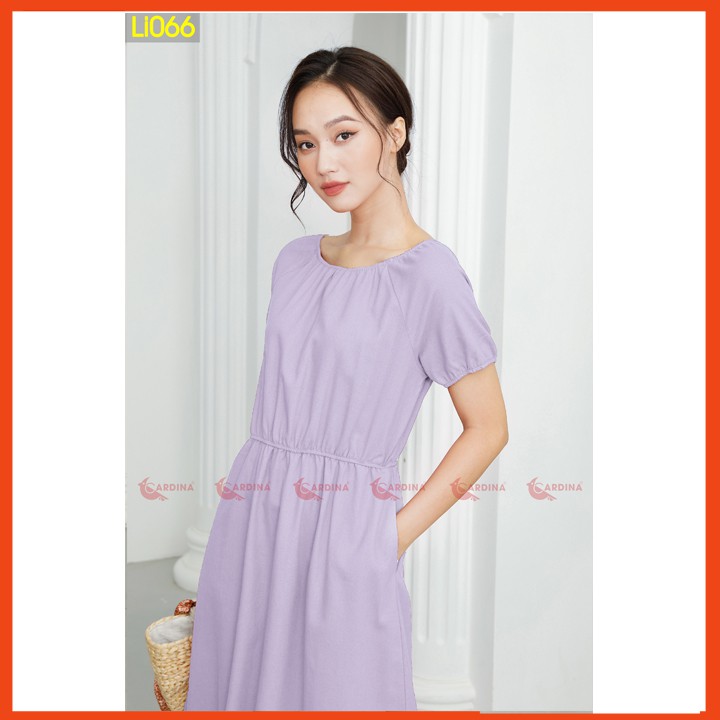 Váy Linen Thêu Hoa Rút Chun Eo Cao Cấp Chính Hãng