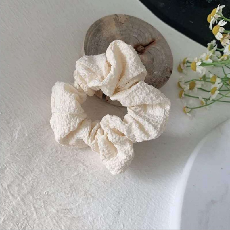 Dây Cột Tóc Bằng Vải Màu Kem Cỡ Lớn Phong Cách Hàn Quốc Mới Cho Nữ