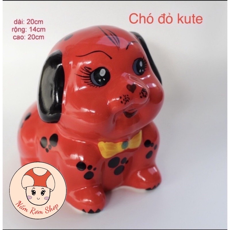 Lợn tiết kiệm Sứ, trang trí, deco hình Cún cute Size to