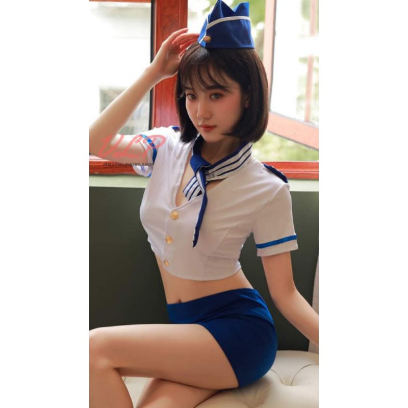 [BIGSIZE 90KG_SIZE NHỎ CÓ TẤT]_DN31_Set bộ cosplay tiếp viên hàng không | BigBuy360 - bigbuy360.vn