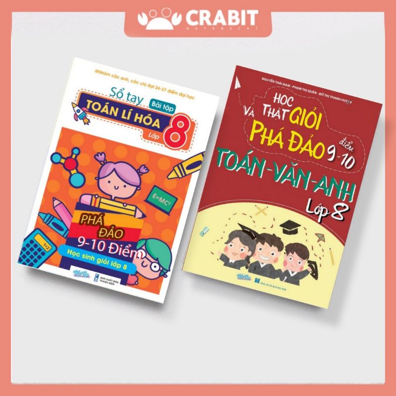 Combo 2 Cuốn Sổ Tay Bài Tập Toán Lí Hóa Lớp 8 và Toán Văn Anh Lớp 8