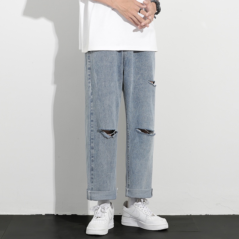 Quần jeans nam, jean baggy rách gối RG-03 ống suông, rộng style hàn quốc 2021-Trend Clothing!