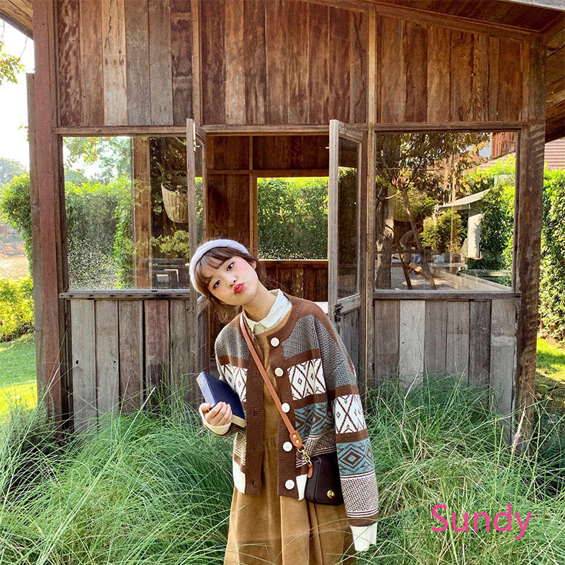 Áo khoác cardigan dệt kim tay dài thời trang thu đông cho phái nữ