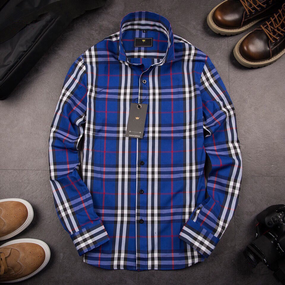 Áo sơ mi nam dài tay áo kiểu hàn quốc F8888 Kẻ BBR6689