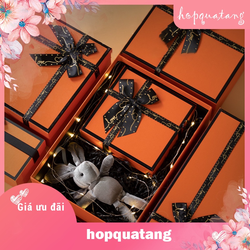 Hộp quà tặng sinh nhật gắn nơ kim tuyến lấp lánh hộp quà lễ tình nhân