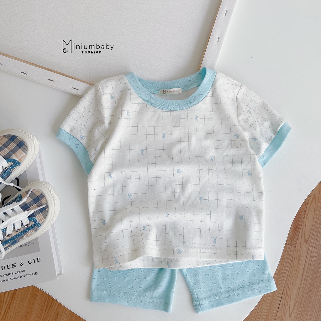 Bộ cotton cộc tay unisex cho bé trai và bé gái MiniumBaby-SB1199