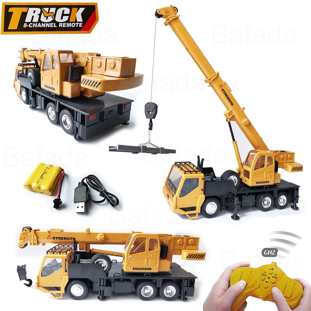 8-Channel USB charging RC cars RC Crane truck car 2.4Ghz RC Dump Truck Remote Control Construction Vehicle Toys for children boys freight elevator Toys with Flashing Lights for children Birthday Xmas good gift