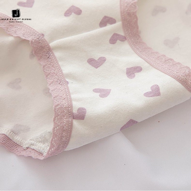 Quần Lót Nữ Cotton Xuất Nhật Họa Tiết Trái Tim Cao Cấp A1