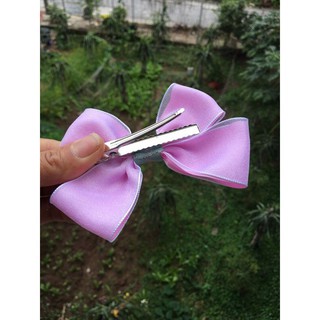 Kẹp tóc nơ lụa phối ruy băng voan