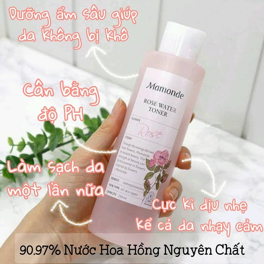 Nước hoa hồng Mamonde Rose Water Toner chiết xuất 90,97% nước hoa hồng 150ml