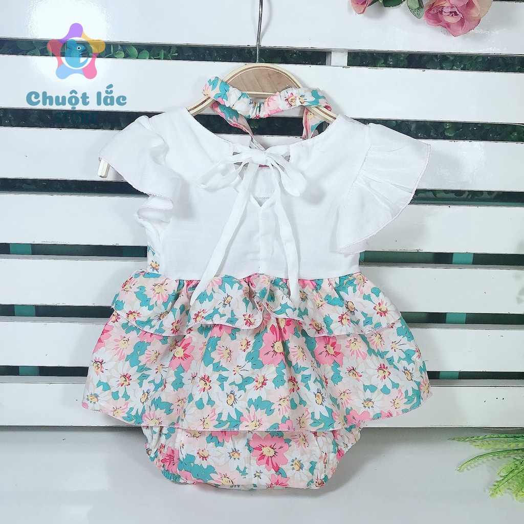 Bộ Đồ Body CHo Bé Gái Chuột Lắc Store Kiểu Váy 2 Tầng Kèm Tuban Chất Đũi Lụa 3kg Đến 12kg