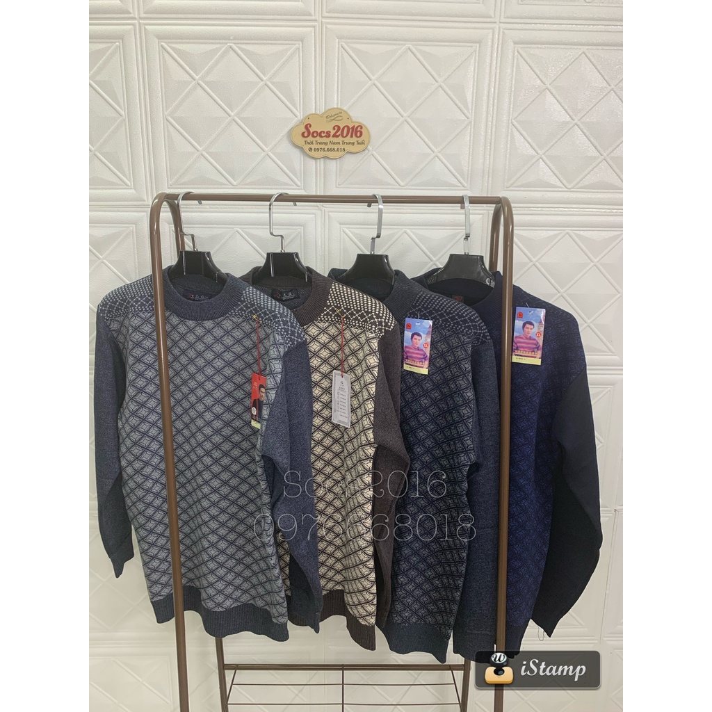 Áo len nam hoạ tiết dài tay cho bố