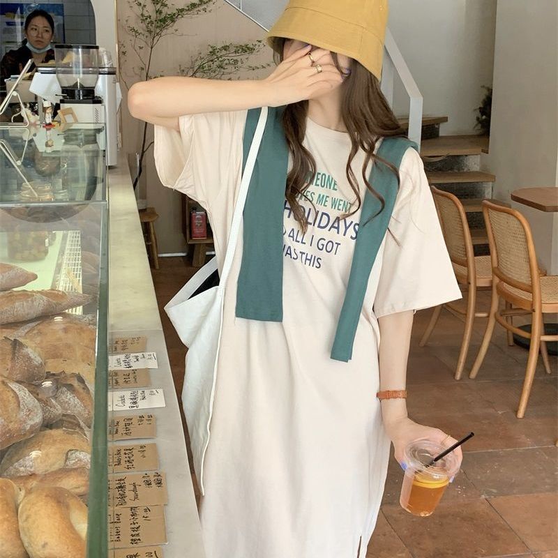 Jiashucheng Áo Thun Tay Ngắn Dáng Rộng In Chữ Phong Cách Harajuku Hàn Quốc Dễ Phối Đồ Mi