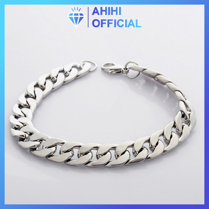 Lắc tay nam cao cấp đẹp sang trọng titan inox thép không gỉ kiểu lặc đơn ahihi.official cỡ 9mm màu trắng PTLTNA76